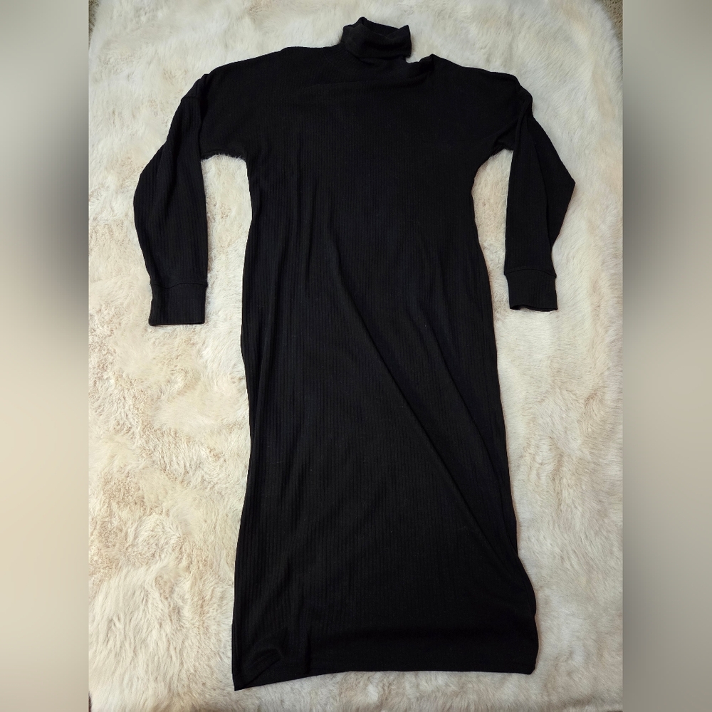 Missguided Black Long Sleeve Turtleneck Dress